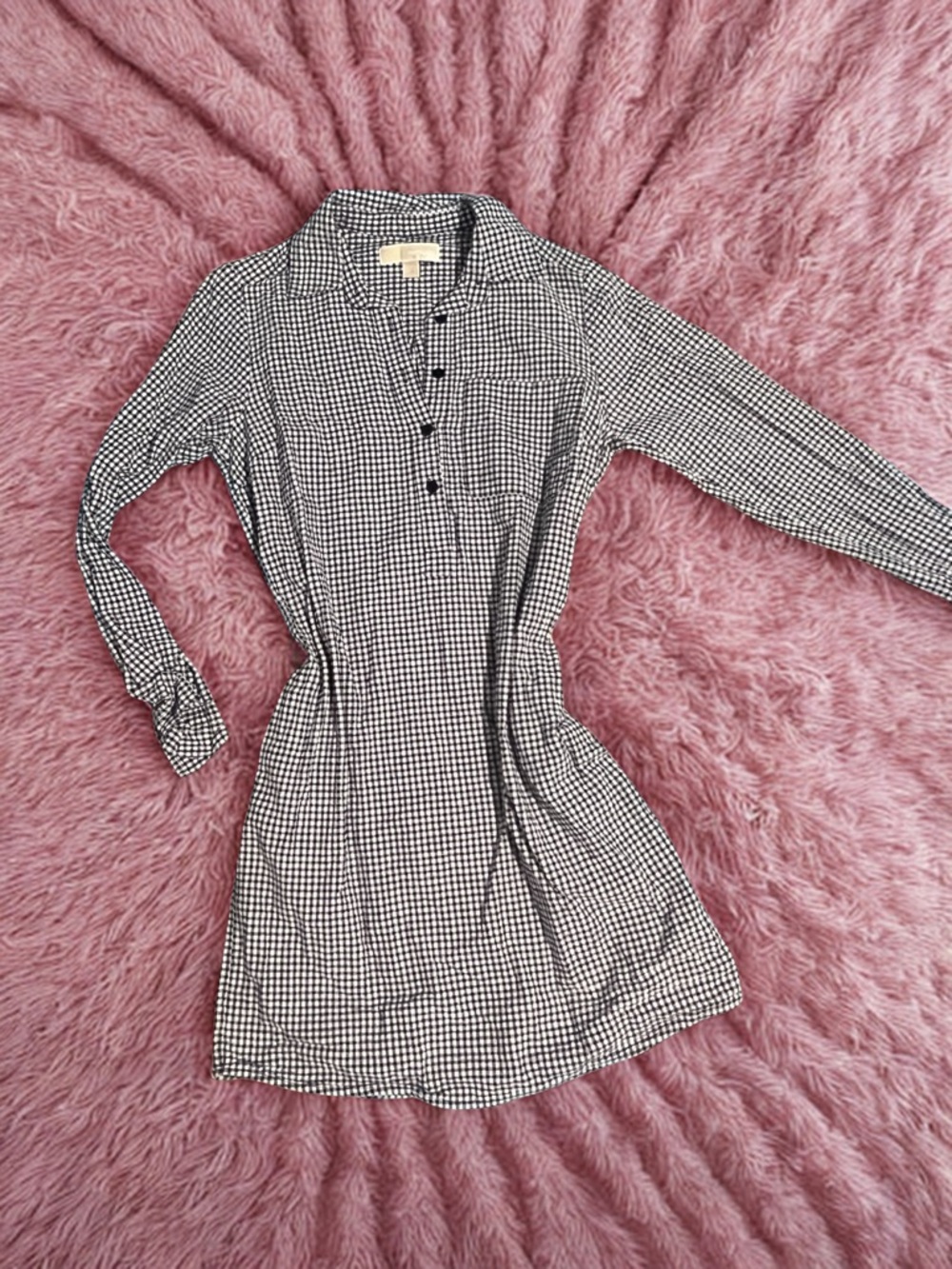 Michael Kors Black and White Gingham Shirt Dress